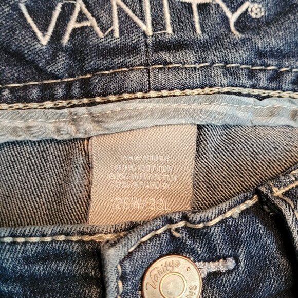Vanity Jeans Size 26 Emma Curvy Low Rise Straight Thick Stitch Button Flaps - Picture 4 of 11